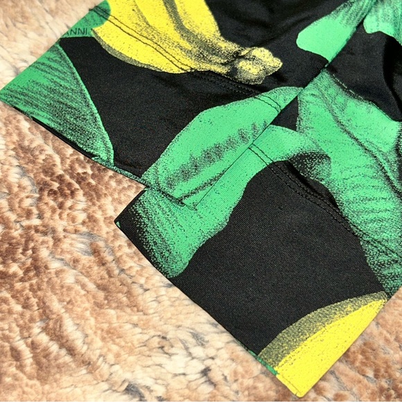 Ganni Ruched Black Banana Palm Print Midi Dress - Picture 7 of 13